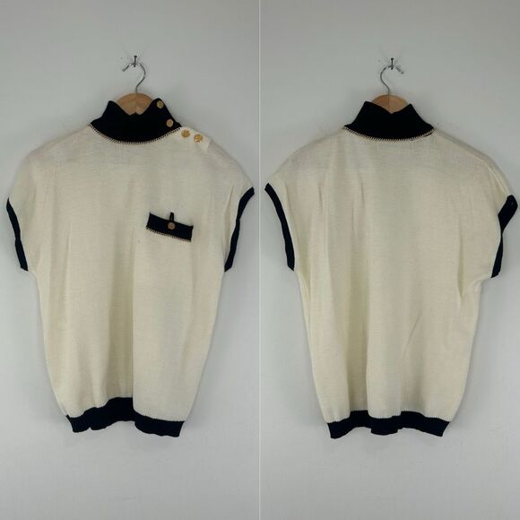 Vintage Chaus Black and Cream Wool Blend 3-Piece Knit Skirt Set - Picture 4 of 8